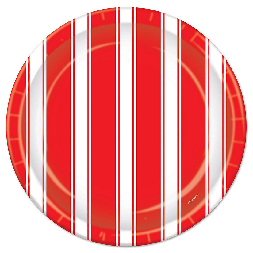 Beistle - Red &amp; White Stripes Plates - 9" - 12 Pack Image