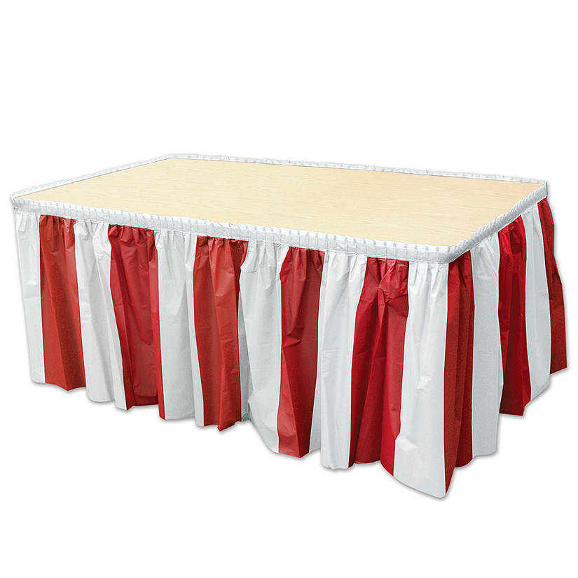 Beistle - Red &amp; White Stripes Table Skirting - 6 Pack Image