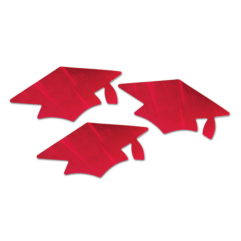 Beistle - Red Metallic Grad Cap Cutouts - 6 Pack Image