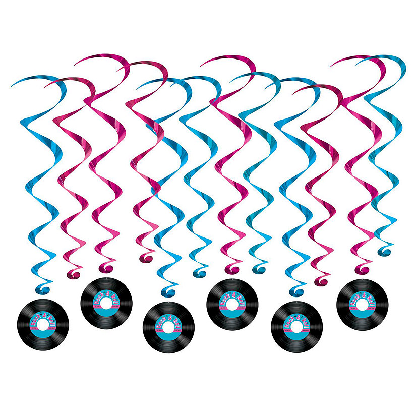Beistle - Rock &amp; Roll Record Whirls - 6 Pack Image