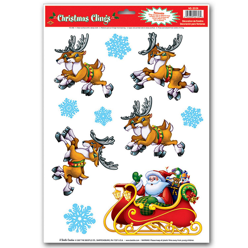 Beistle - Santa &amp; Sleigh Clings - 12 Pack Image