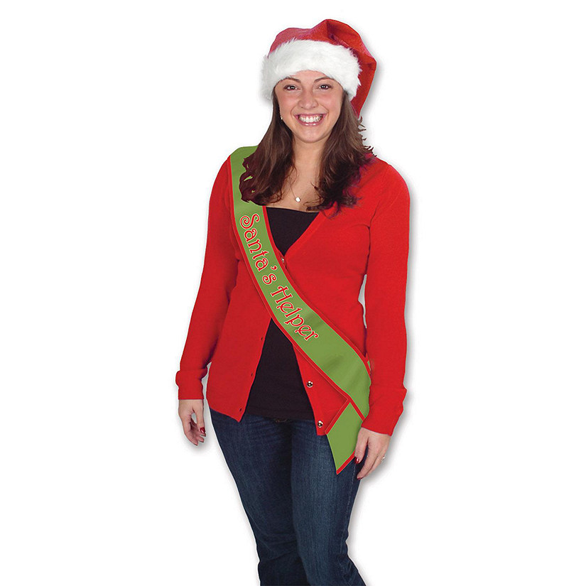 Beistle - Santa's Helper Satin Sash - 6 Pack Image