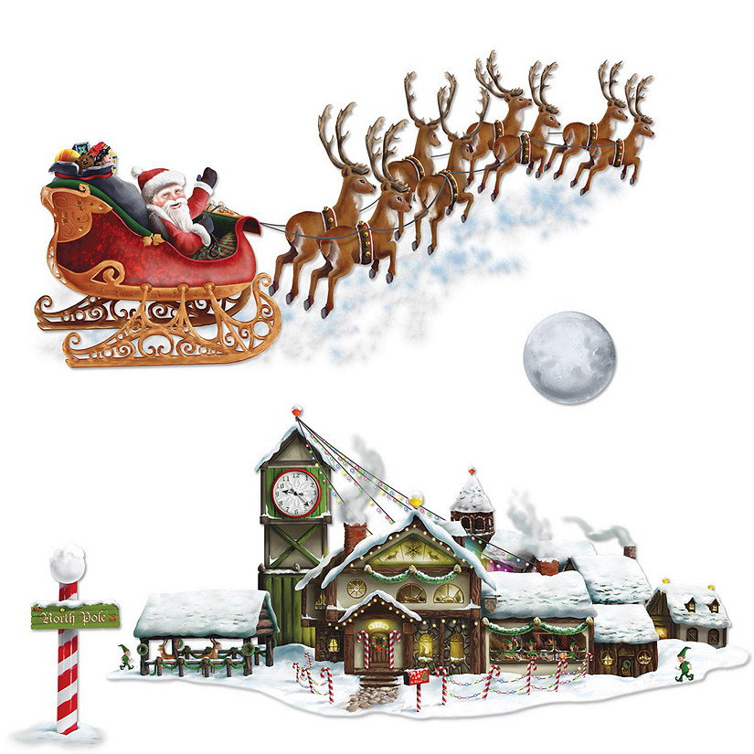 Beistle - Santa's Sleigh &amp; Workshop Props - 12 Pack Image