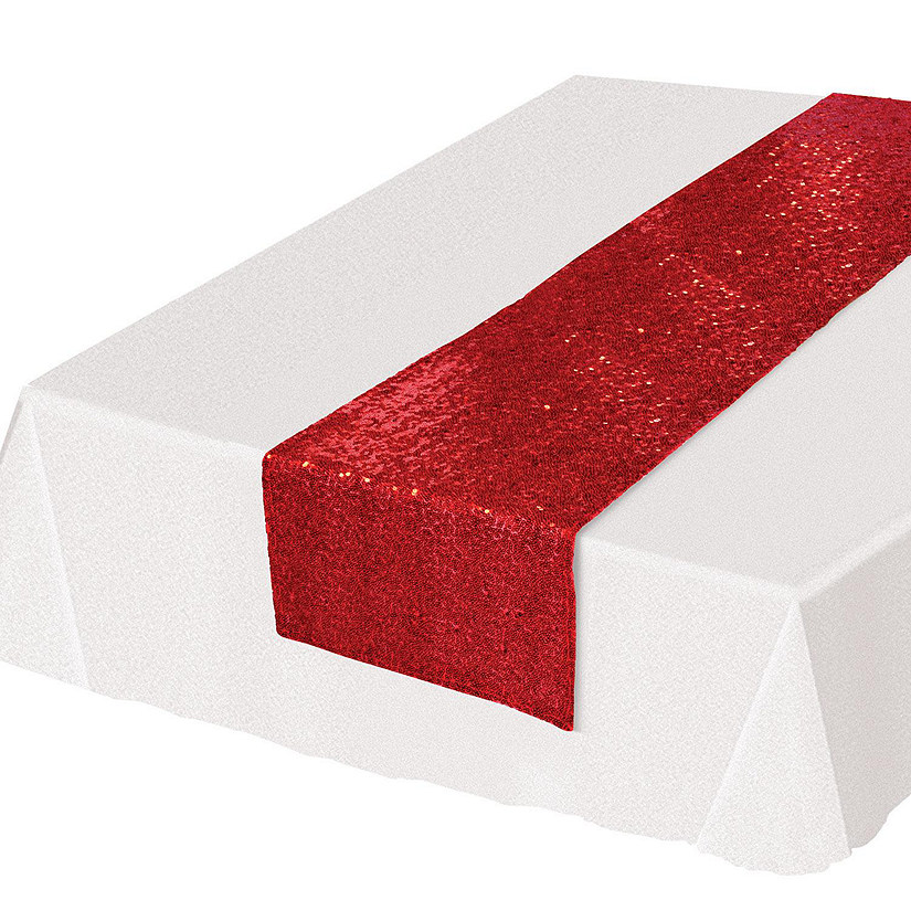 Beistle - Sequined Table Runner - Red - 12 Pack Image