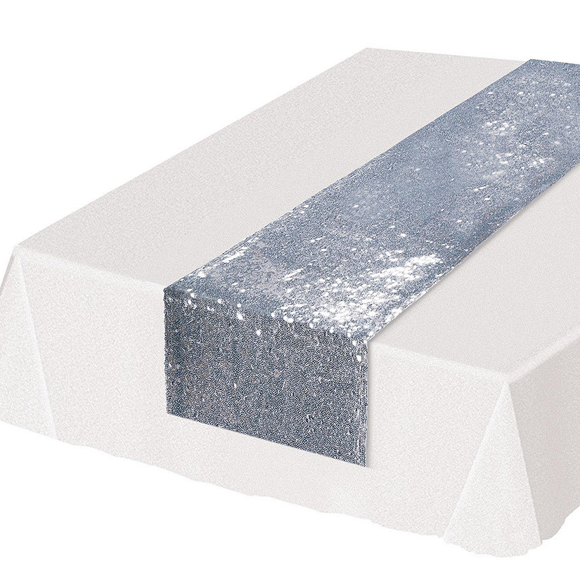 Beistle - Sequined Table Runner - Silver - 12 Pack Image