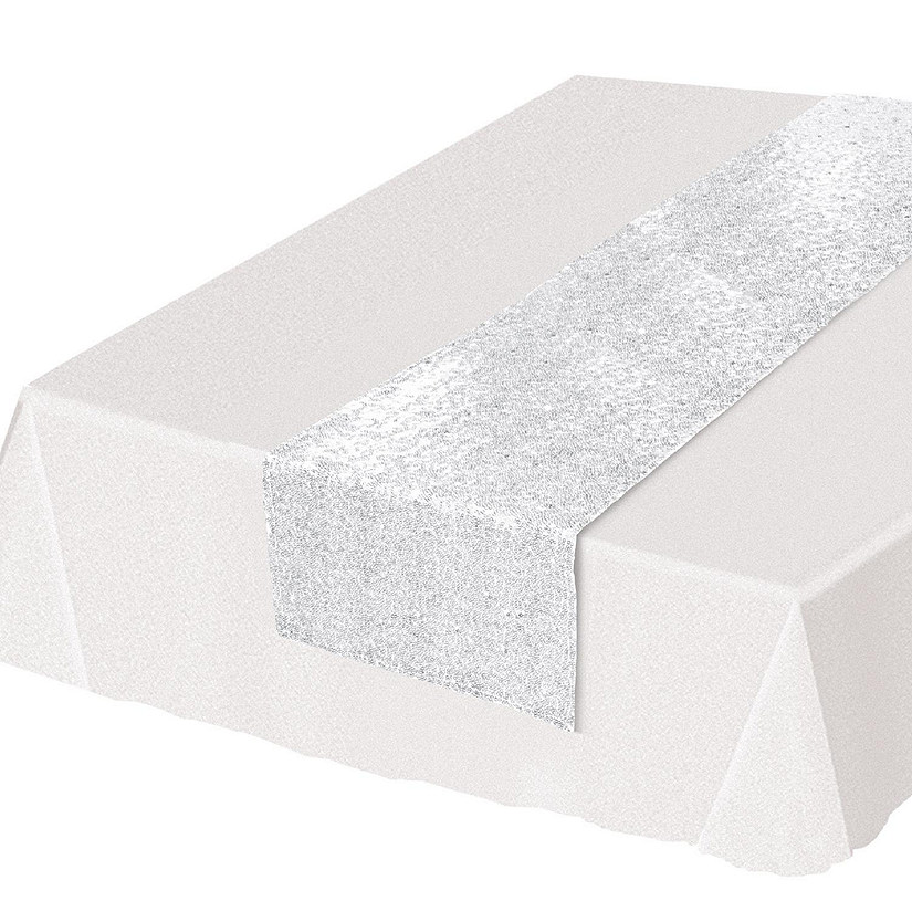 Beistle - Sequined Table Runner - White - 12 Pack Image