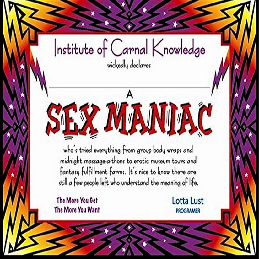 Beistle - Sex Maniac Certificate - 6 Pack Image