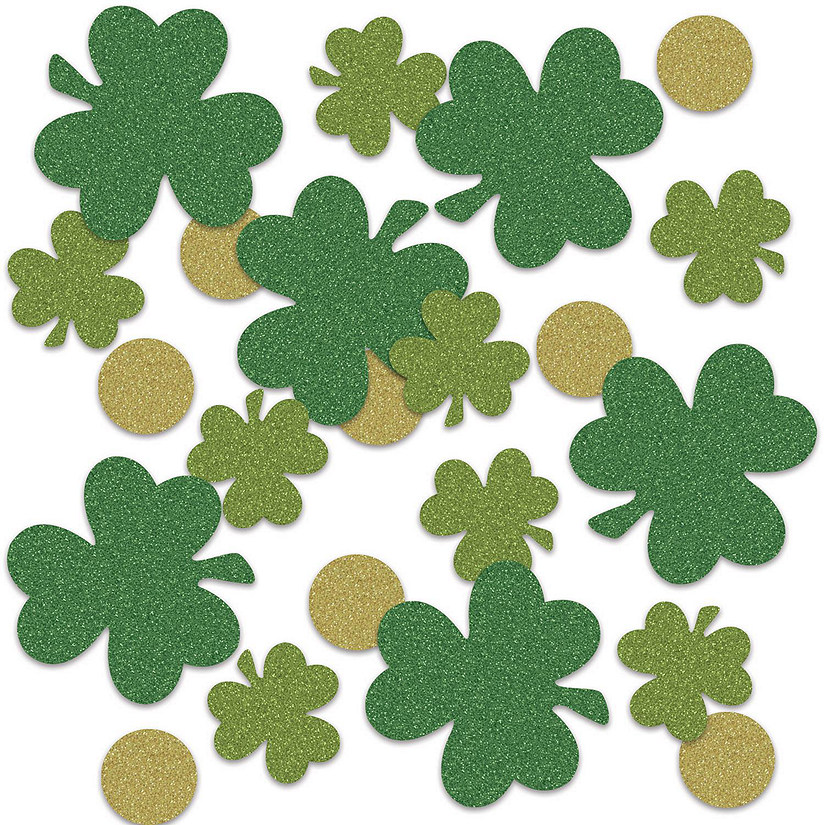 Beistle - Shamrock &amp; Coin Deluxe Sparkle Confetti - 12 Pack Image