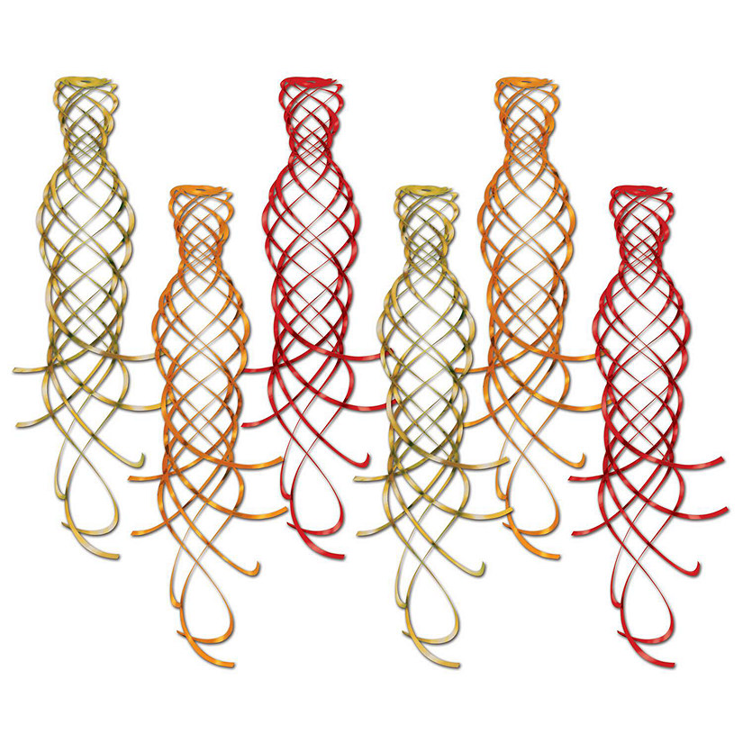 Beistle - Shimmering Whirls - Green, Orange and Red - 6 Pack Image