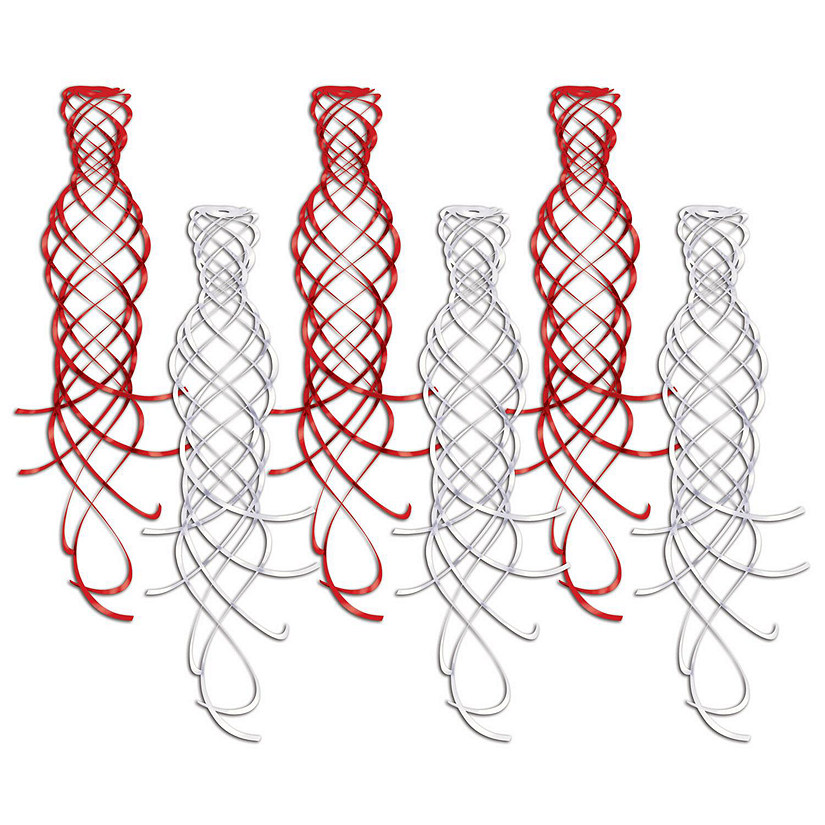 Beistle - Shimmering Whirls - Red and White - 6 Pack Image