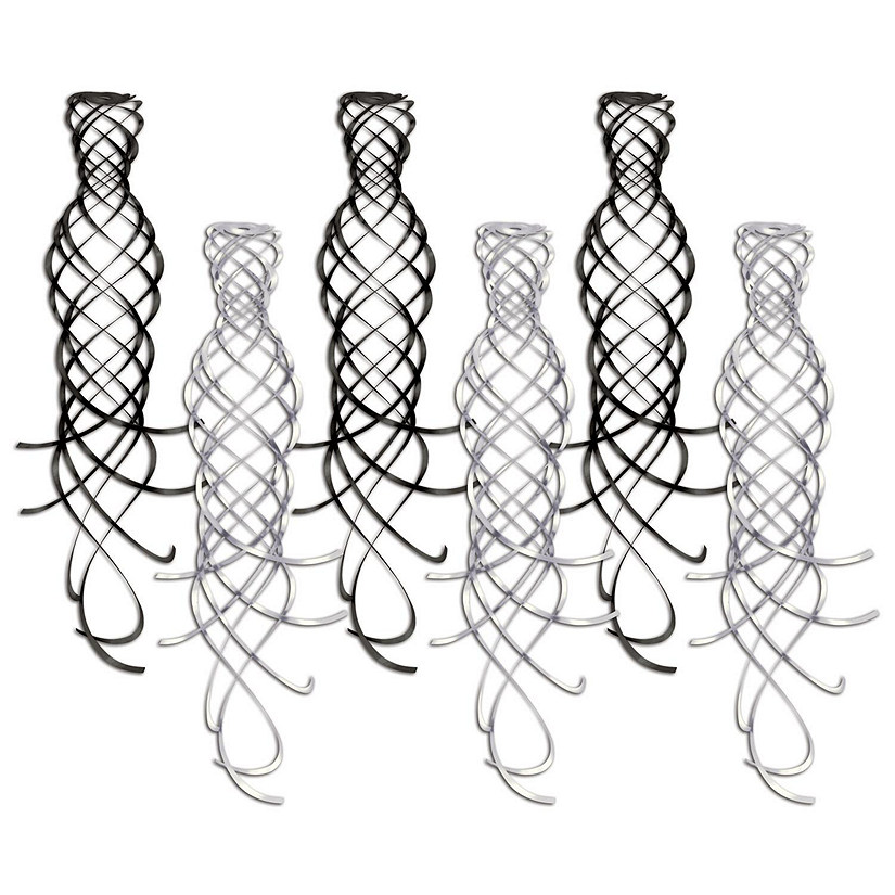 Beistle - Shimmering Whirls - Silver and Black - 6 Pack Image