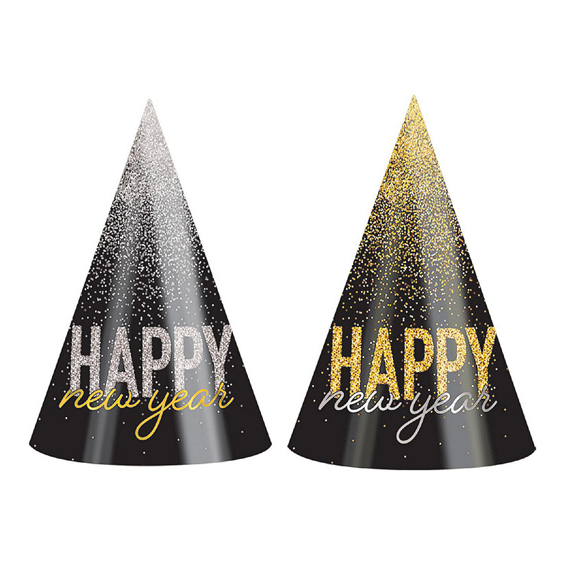 Beistle - Silver &amp; Gold Midnight Burst Cone Hats - 25 Pack Image