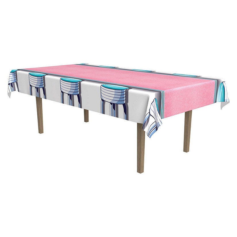 Beistle - Soda Shop Stools Tablecover - 12 Pack Image