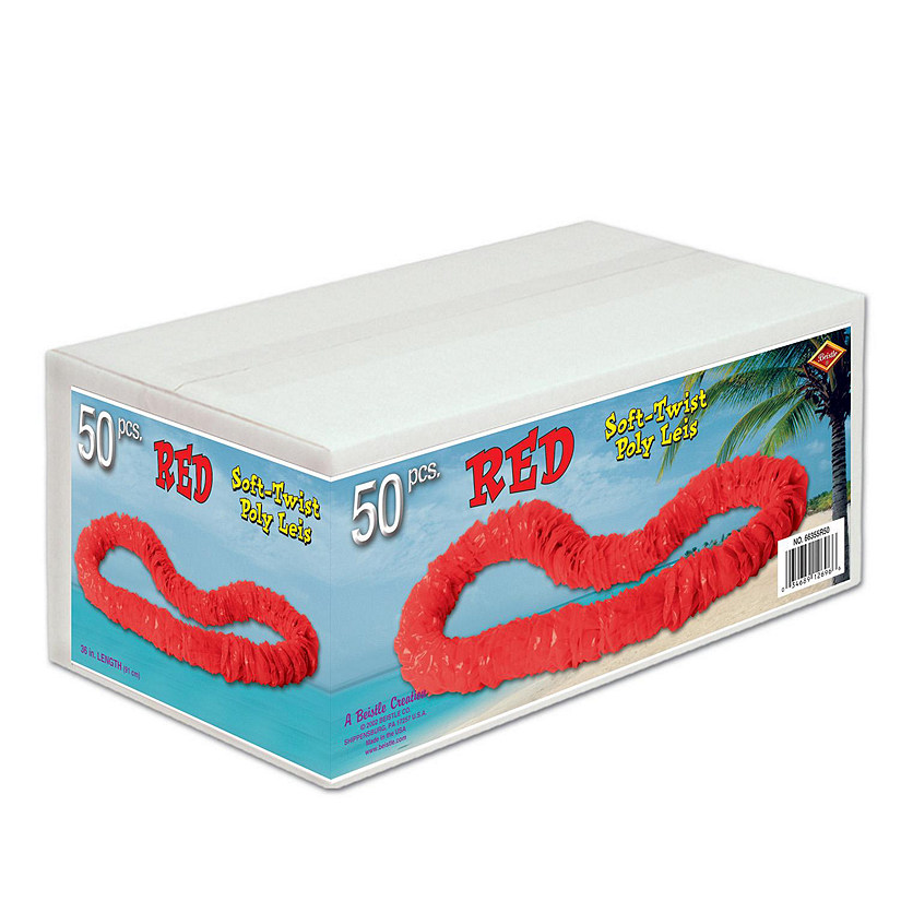 Beistle - Soft-Twist Poly Leis w/Labeled Carton - Red - 1 Pack Image