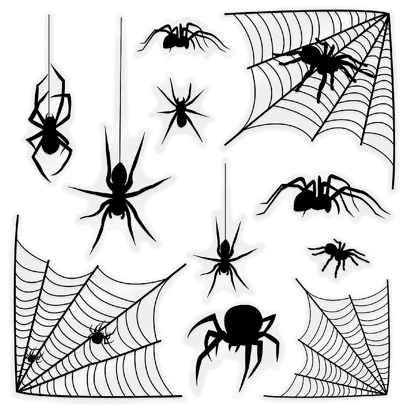 Beistle - Spider &amp; Spider Web Silhouette Clings - 12 Pack Image