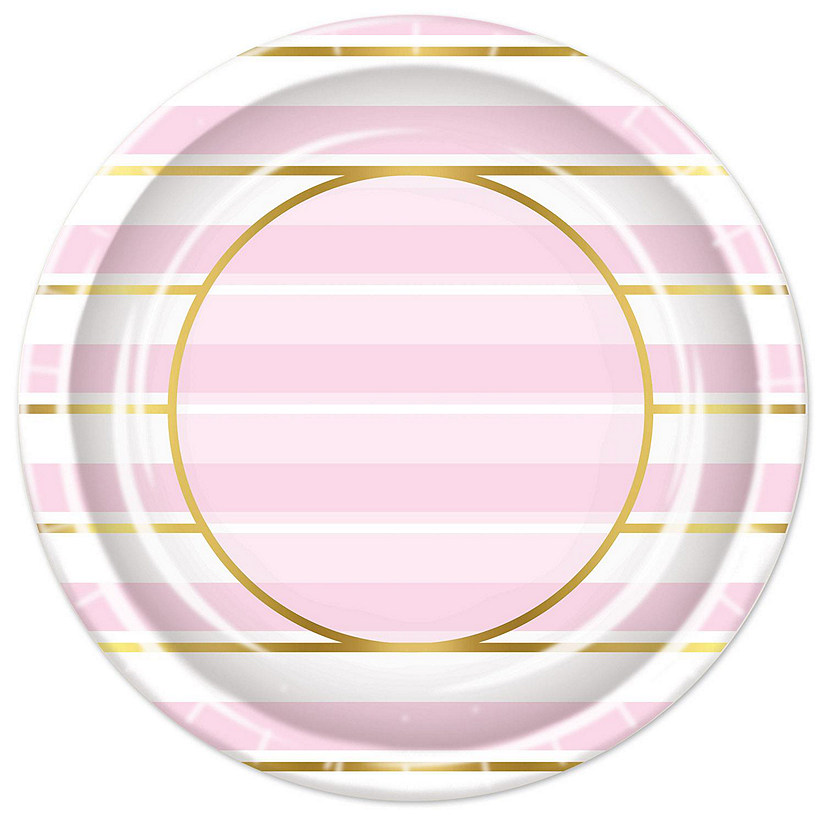 Beistle - Striped Plates - Pink - 12 Pack Image