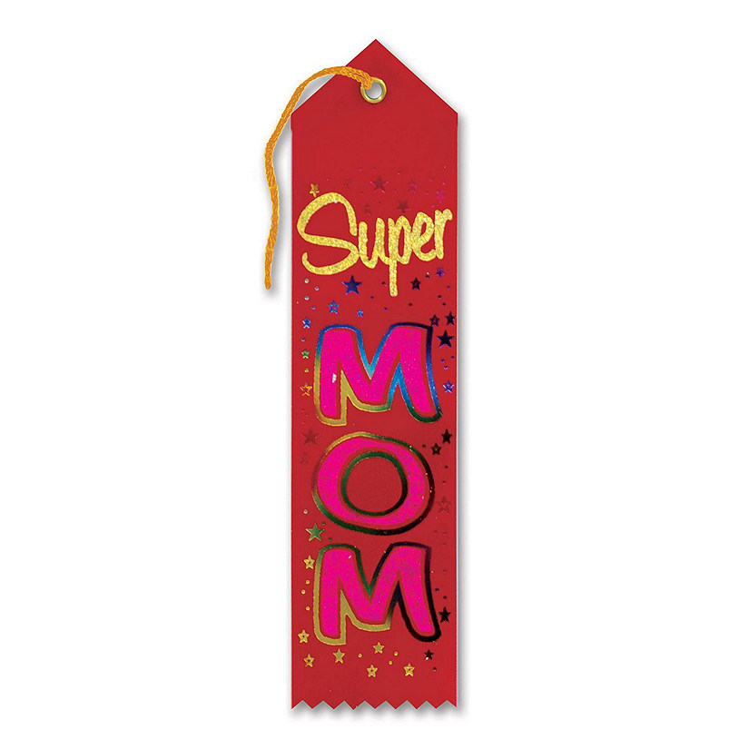 Beistle - Super Mom Award Ribbon - 6 Pack Image