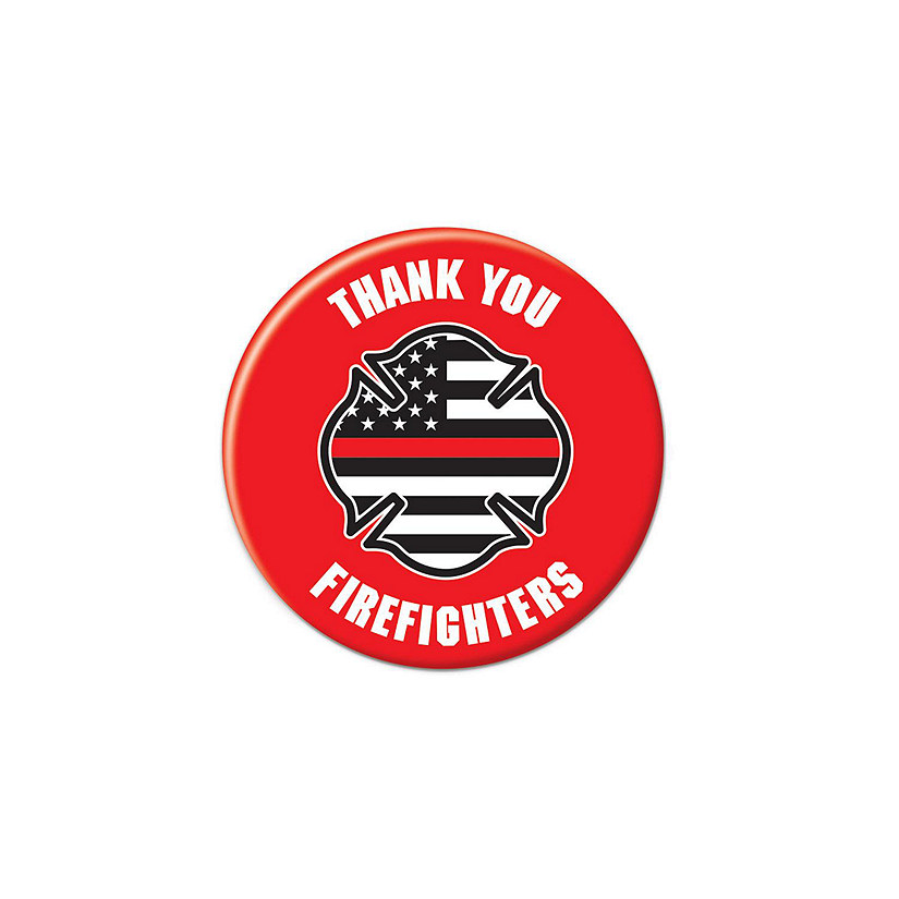 Beistle - Thank You Firefighters Button - Red - 6 Pack Image