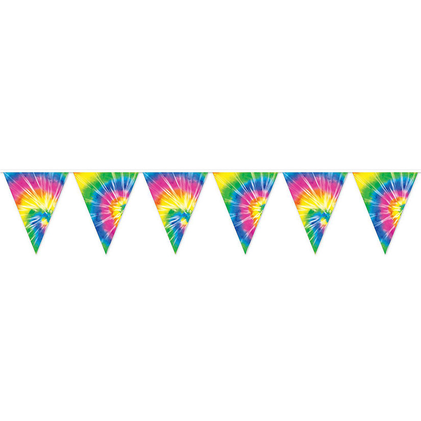 Beistle - Tie-Dyed Pennant Banner - 12 Pack Image