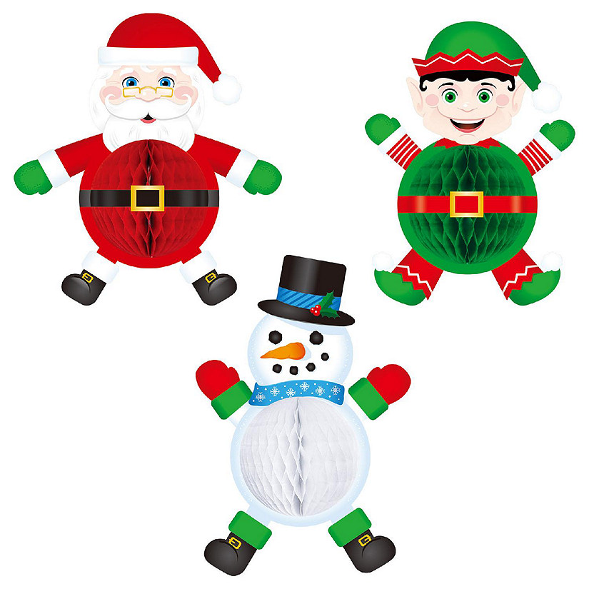 Beistle - Tissue Elf, Santa &amp; Snowman - 12 Pack Image