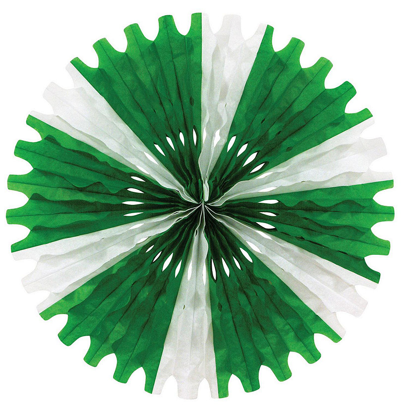 Beistle - Tissue Fan - Green and White - 12 Pack Image