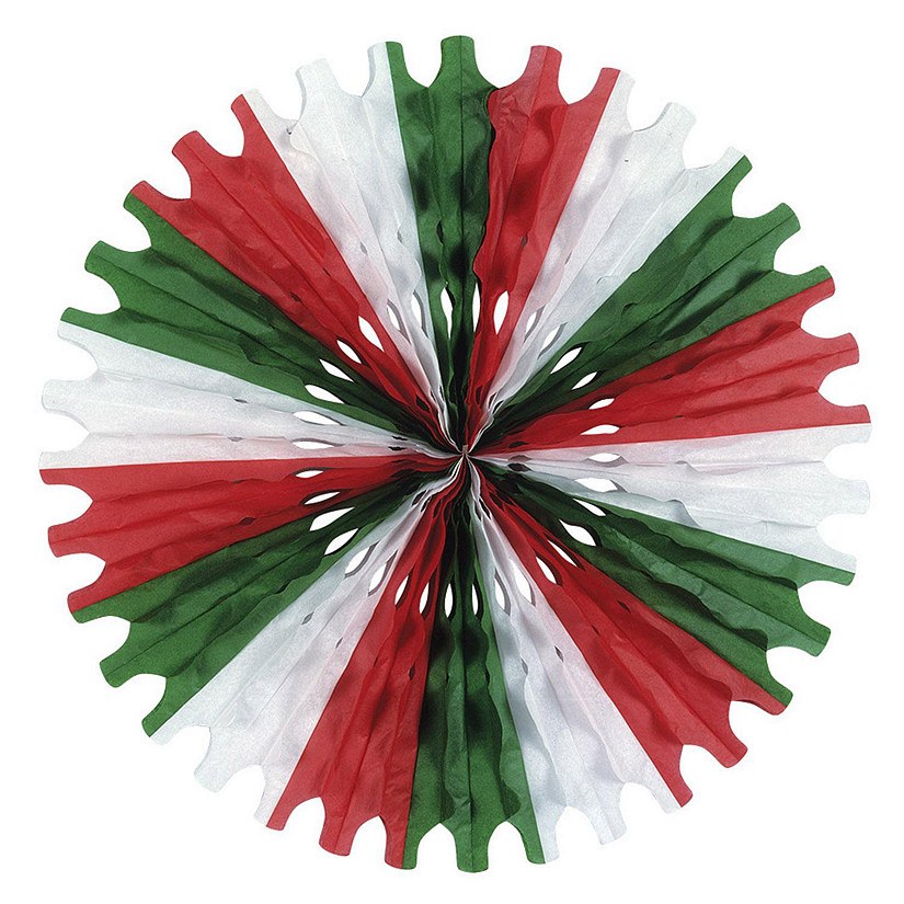 Beistle - Tissue Fan - Red, White and Green - 12 Pack Image