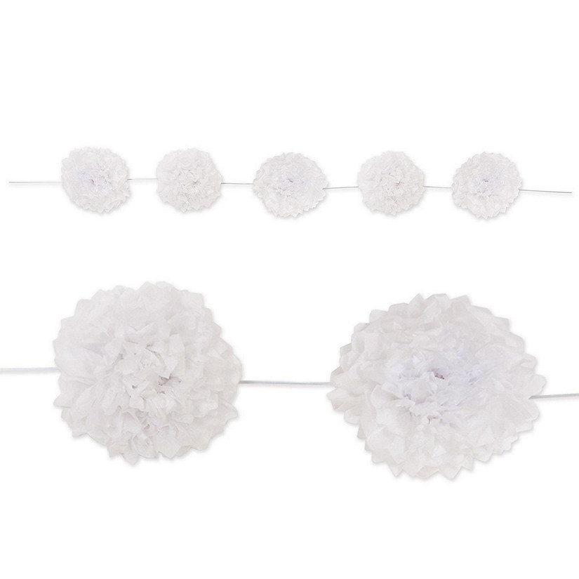 Beistle - Tissue Flower Garland - White - 6 Pack Image