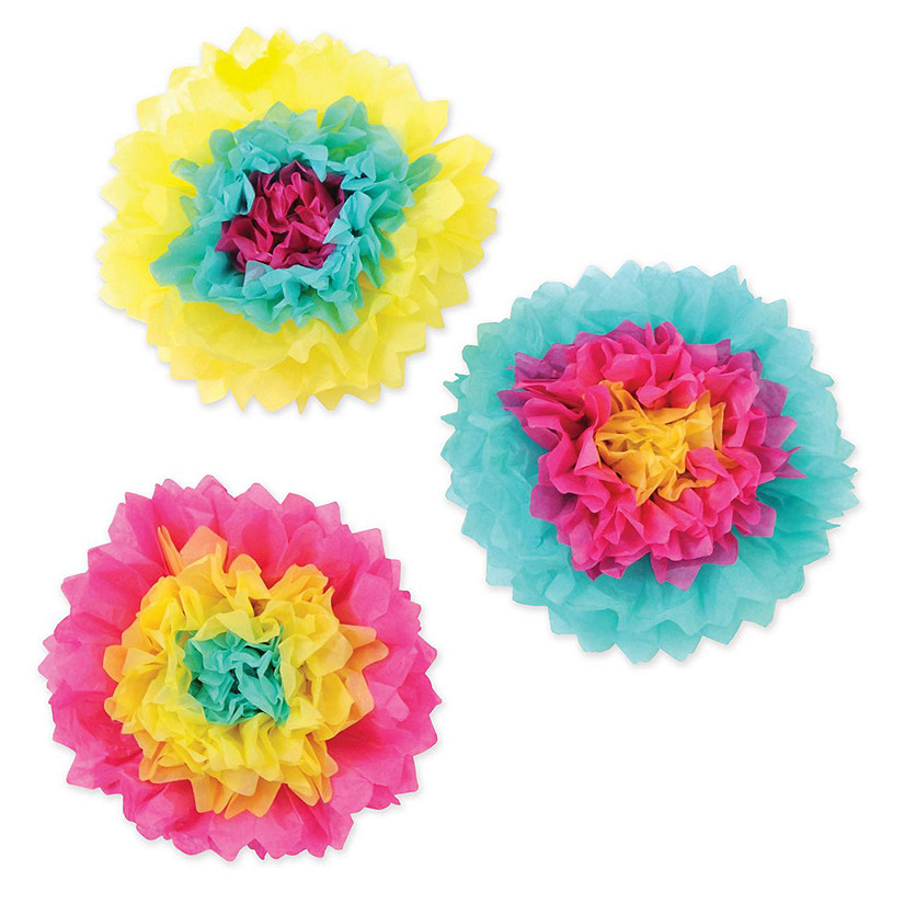Beistle - Tissue Flowers - Multicolor - 12 Pack Image