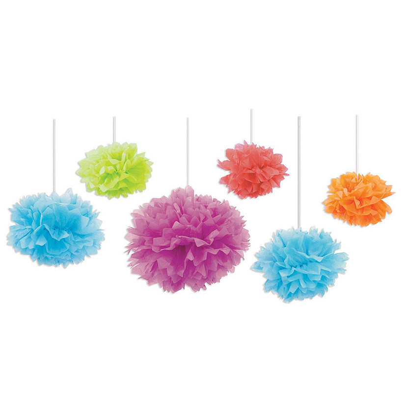 Beistle - Tissue Fluff Balls - Multicolor - 6 Pack Image