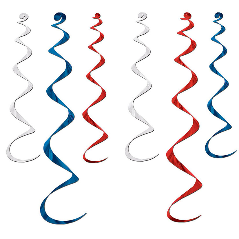 Beistle - Twirly Whirlys - Red, White and Blue - 6 Pack Image