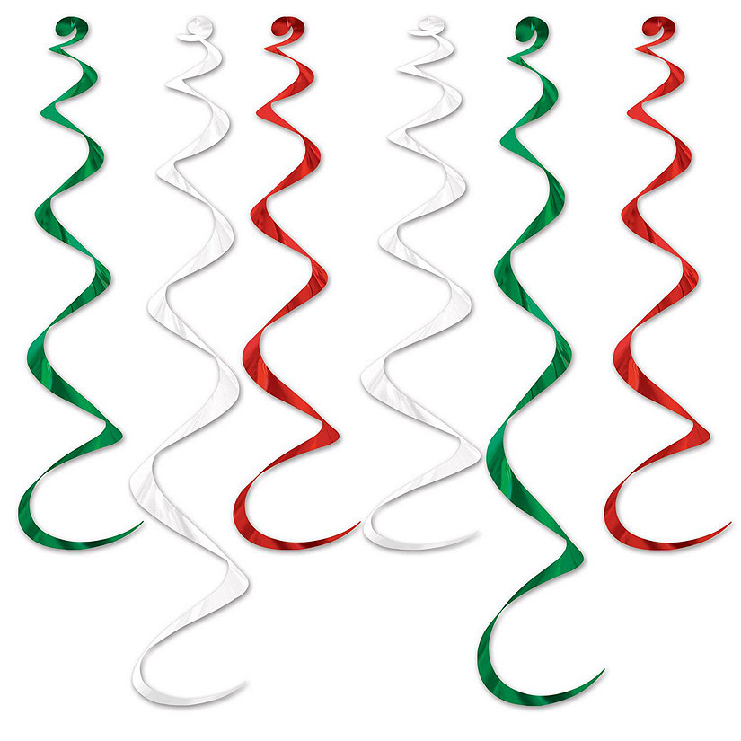 Beistle - Twirly Whirlys - Red, White and Green - 6 Pack Image
