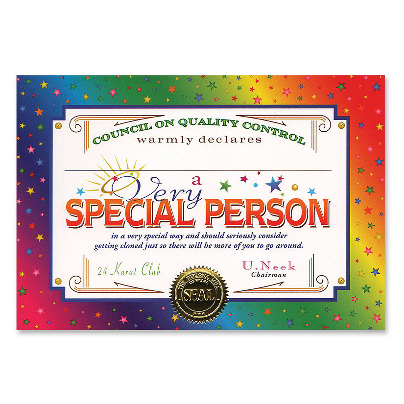 Beistle - Very Special Person Certificate - 6 Pack Image