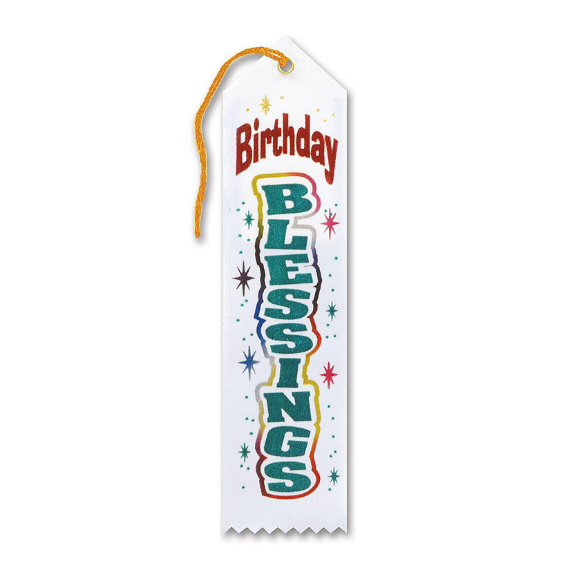 Beistle - White Birthday Blessings Ribbon - 6 Pack Image