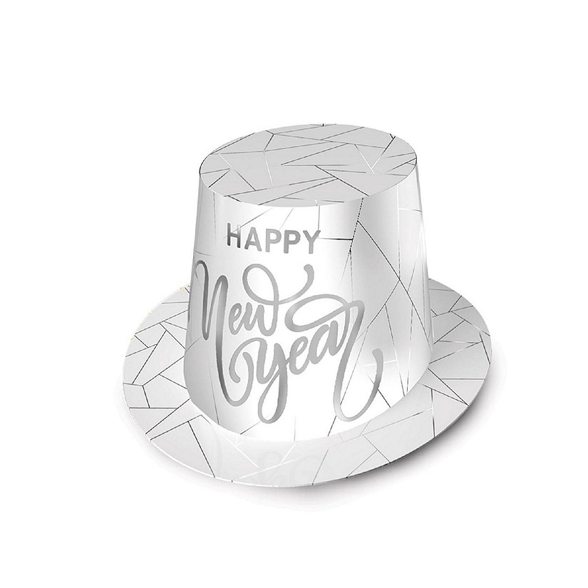 Beistle - White New Year Silver Hi-Hat - 25 Pack Image