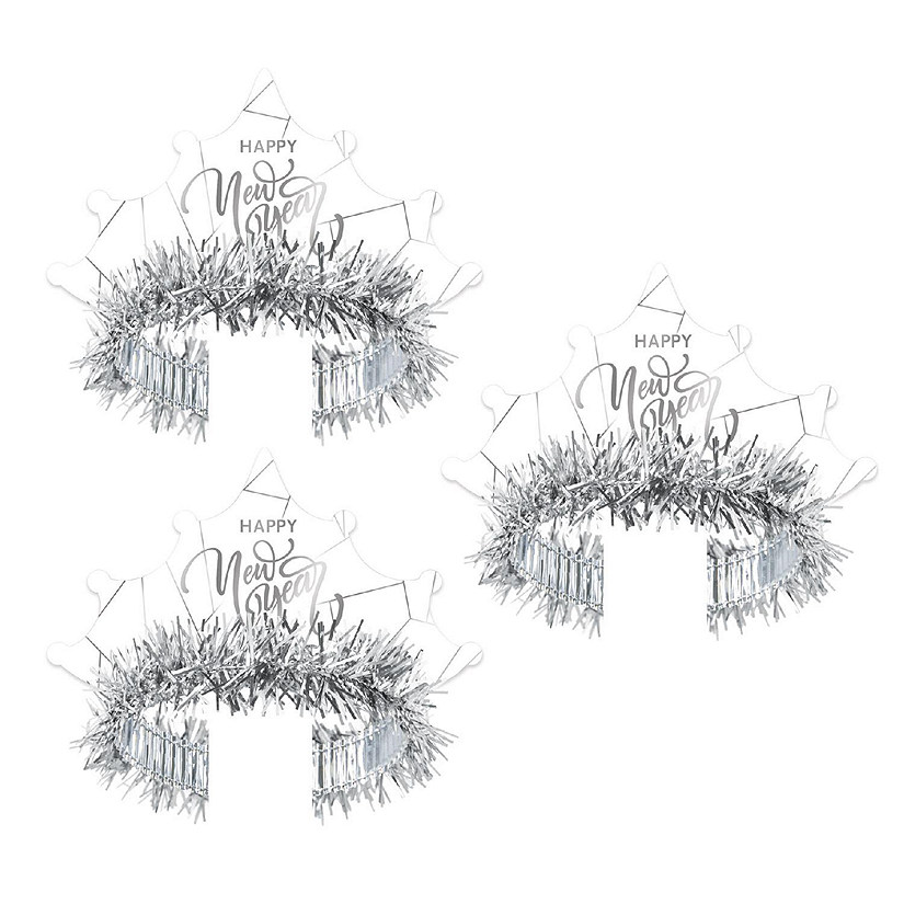 Beistle - White New Year Silver Tiara - 50 Pack Image
