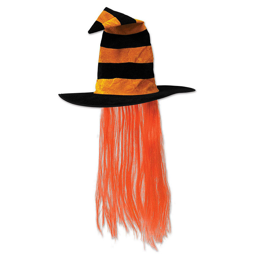 Beistle - Witch Hat w/Hair - Orange - 6 Pack Image