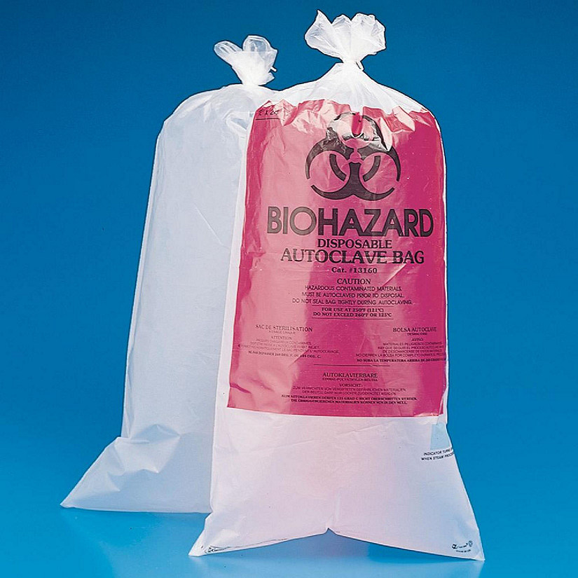 Bel-Art Autoclavable Biohazard Disposal Bags, 12 x 24", Pack of 100 Image