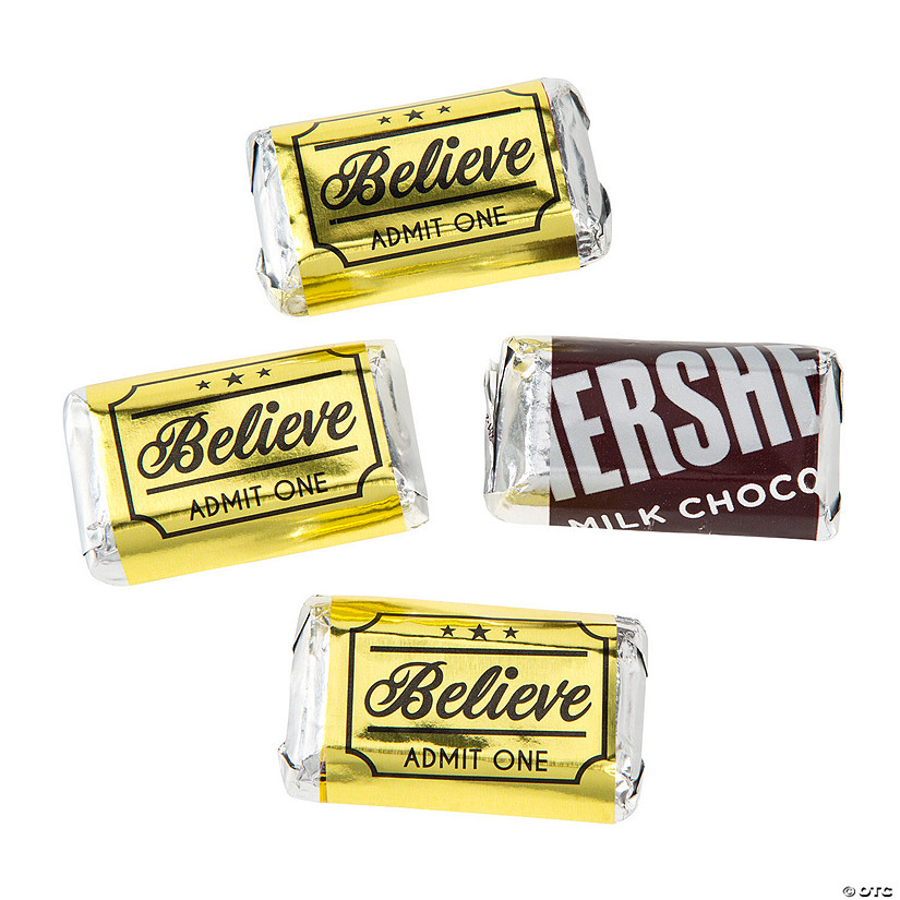 Believe Gold Ticket Mini Candy Bar Sticker Labels - 30 Pc. Image