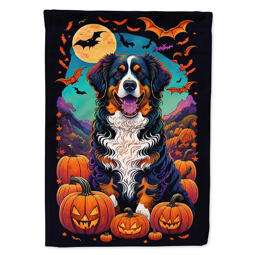 Bernese Mountain Dog Witchy Halloween House Flag Oriental Trading