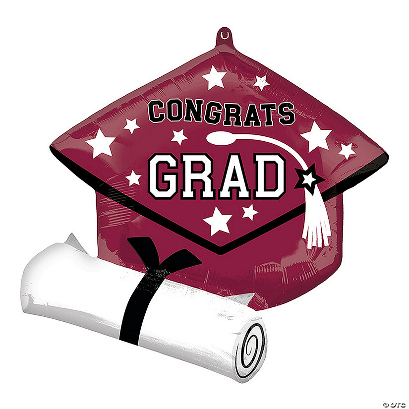 Berry Congrats Grad Diploma & Cap 25" Mylar Balloon Image