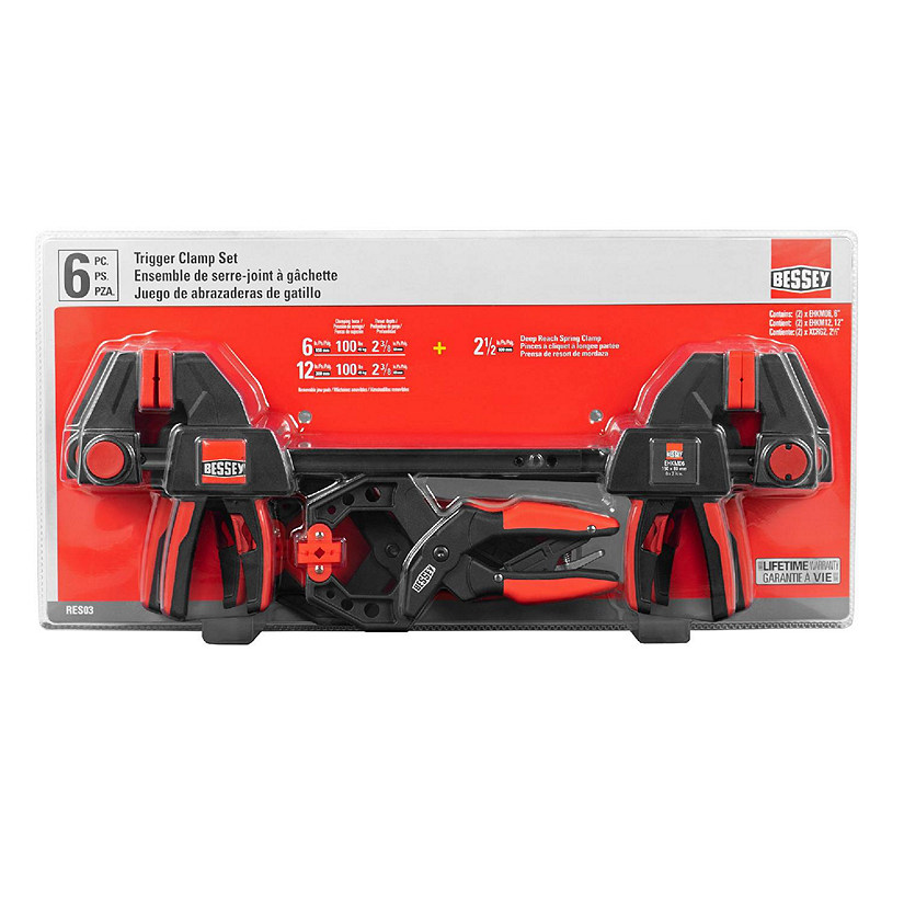 Bessey Trigger and Spring Combination Deep Reach Clamp Tool Set, 6 Piece Image
