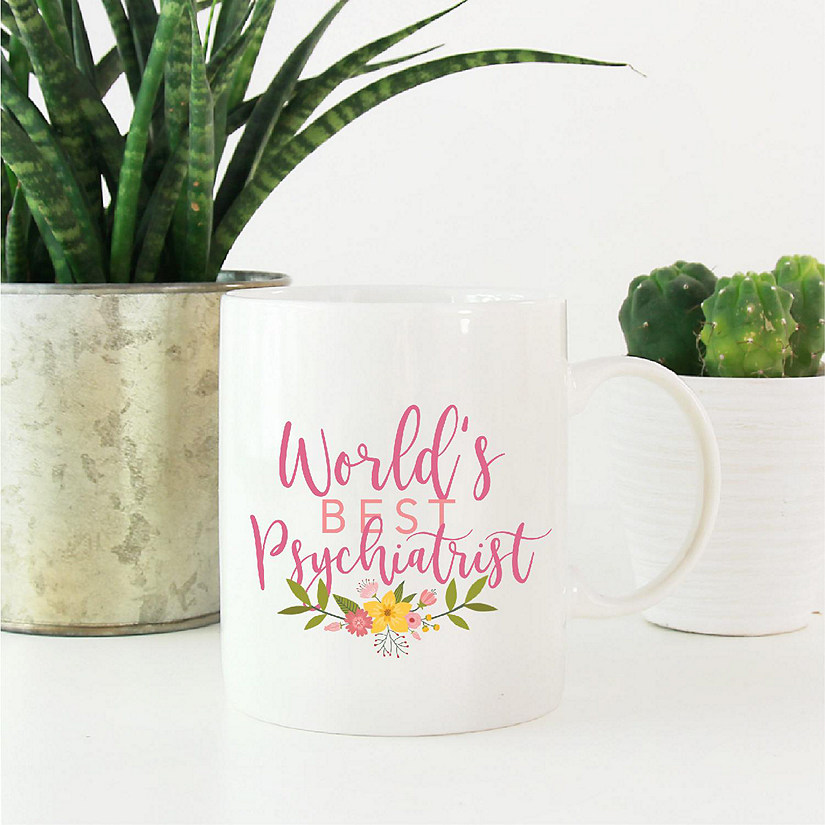 Best Psychiatrist Floral Ceramic Mug Image