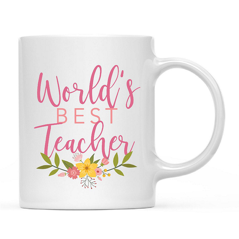 Best Teacher Floral Ceramic Mug Image