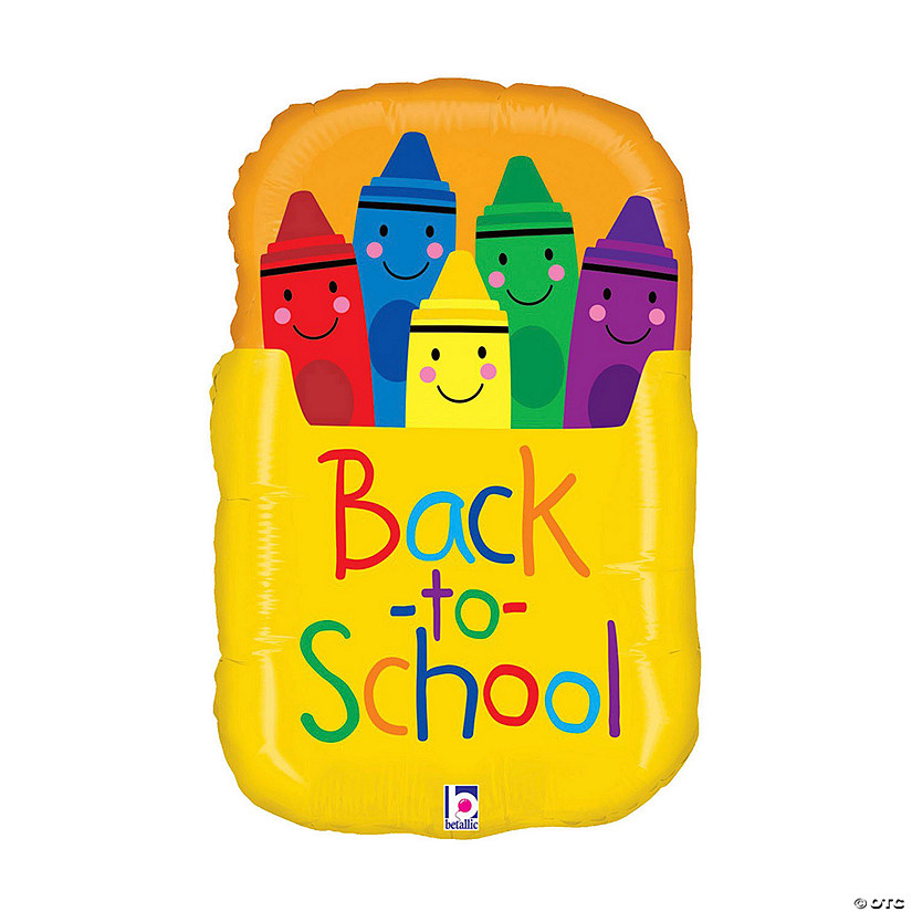 Betallic Back-to-School Crayon Box-Shaped 25" Mylar Balloon Image
