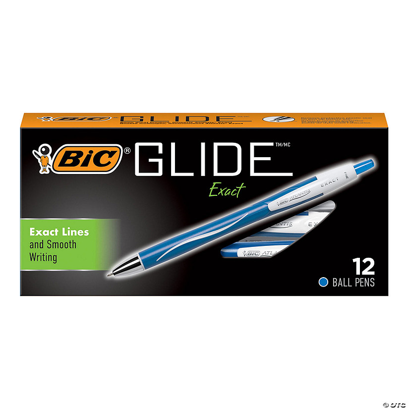 BIC Glide Exact Retractable Ball Point Pen, Fine Point (0.7 mm), Blue, 12 Count Image