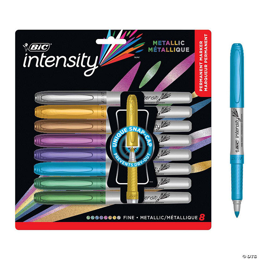 BIC Intensity Metallic Permanent Markers, Fine Point, Assorted Metallic, 8 Count Image