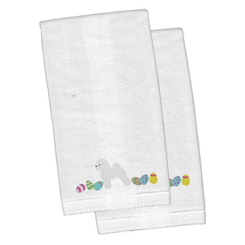 Bichon Frise Easter White Embroidered Plush Hand Towel - Set of 2 Image