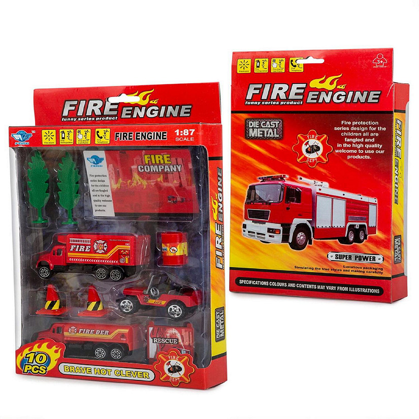 Big Daddy Mini Vehicle Fire Rescue Truck 10-Piece Starter Toy Set