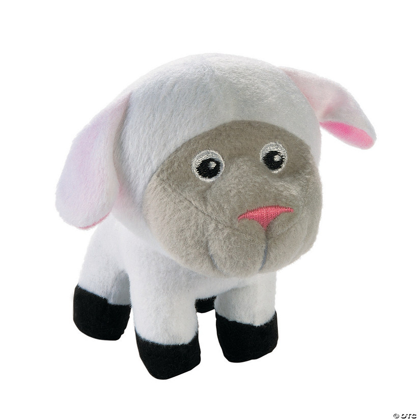 Big Head Stuffed Lambs with Embroidered Nose - 12 Pc. Image