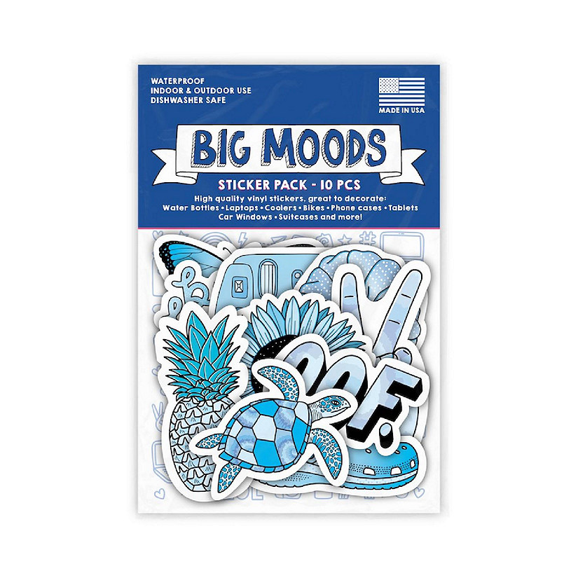 Big Moods Aesthetic Sticker Pack 10pc Blue Oriental Trading